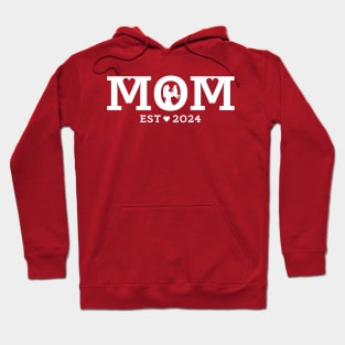 Mom est 2024 New Mom white text Hoodie